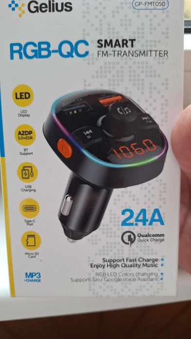 ФМ трансмиттер блютуз зарядка Fmt050
