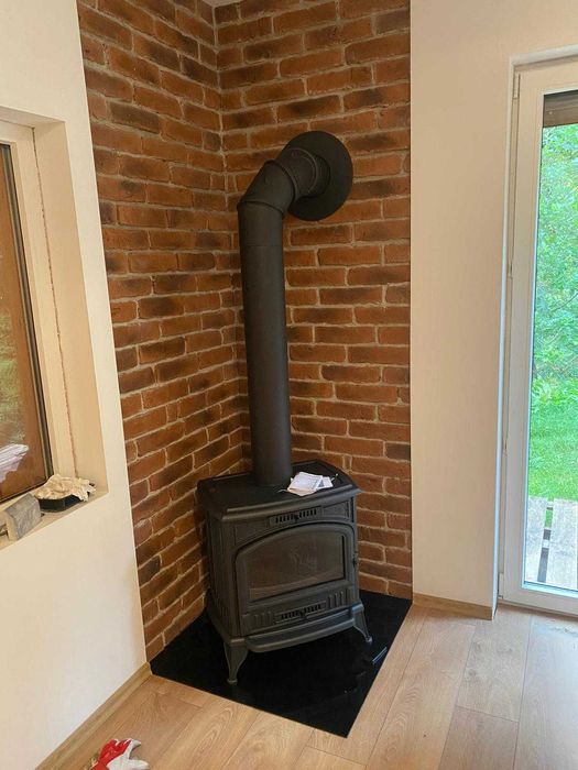 tani PIEC koza k6 ECO żeliwna z dolotem komin zewnętrzy izolowa MONTAŻ