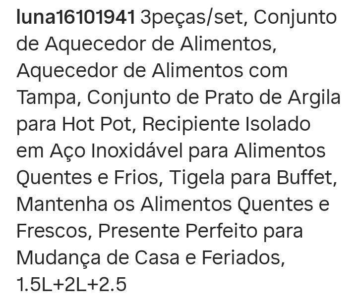 Conjunto Aquecedor Alimentos