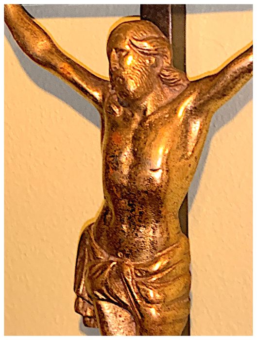 Crucifixo Ferro Cristo Latão Fundido