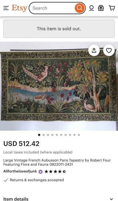 Вінтаж,інтерʼєрний габеленовий килим на стіну .Paris