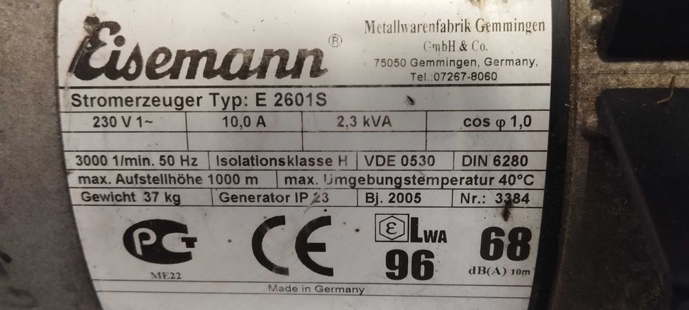 Agregat prądotwórczy EISMANN Typ E2601S