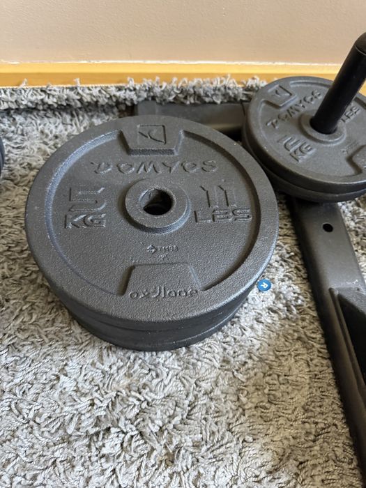 Home Gym / Ginásio Completo: Domyos (Banco, Rack, 68kg Pesos) + Bicicleta Spinning