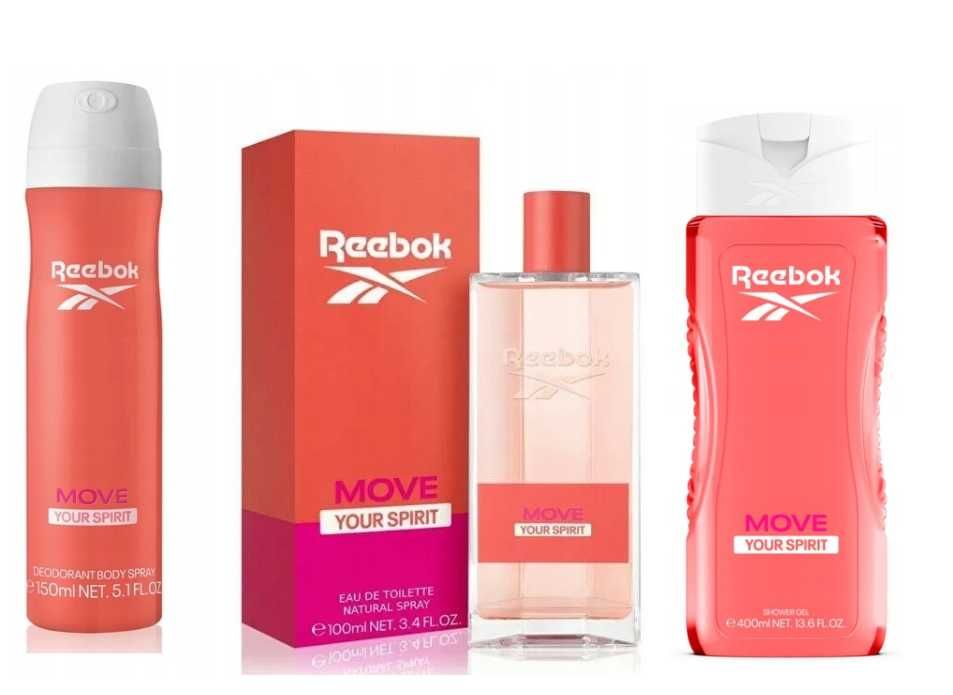 ZESTAW kosmetyków damskich Reebok woda toaletowa 100ml+żel+dezodorant