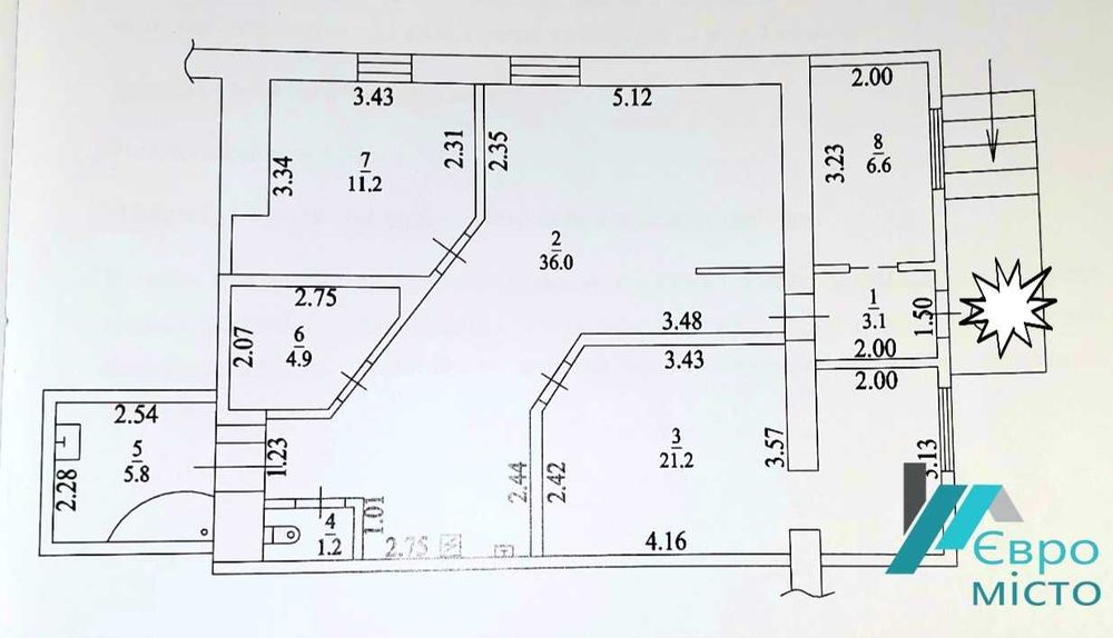 продаж  затишної 3 кімнатної квартири  в котеджі