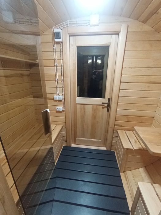 Баня-бочка від виробника, повністю з вільхи 3.5м ) +козирьок