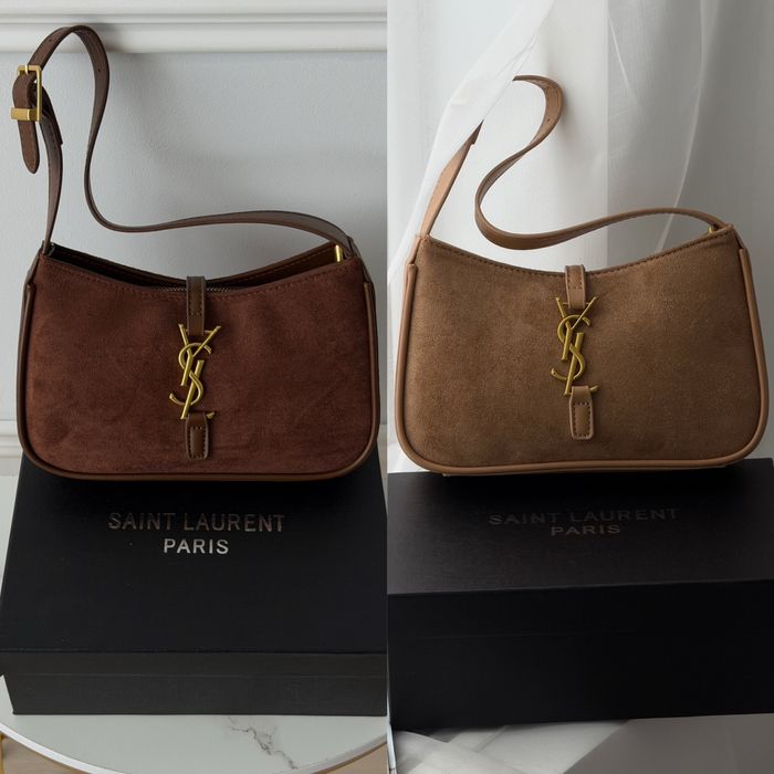 Сумка YSL Yves Saint Laurent Le 5 A 7 замша шоколадна, бежева