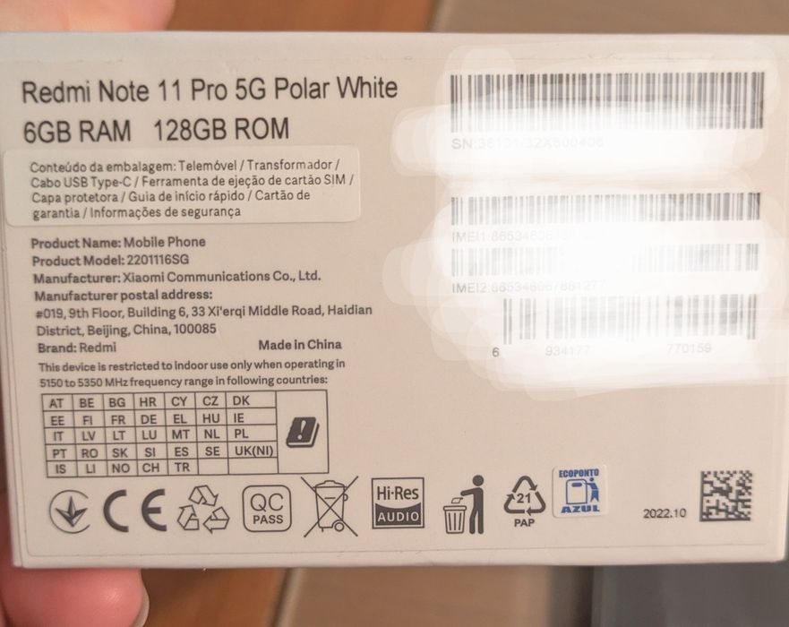 Smartphone Xiaomi redmi note 11pro