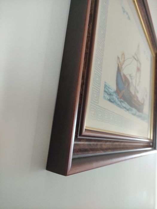Quadro Bordado em ponte de cruz em linho