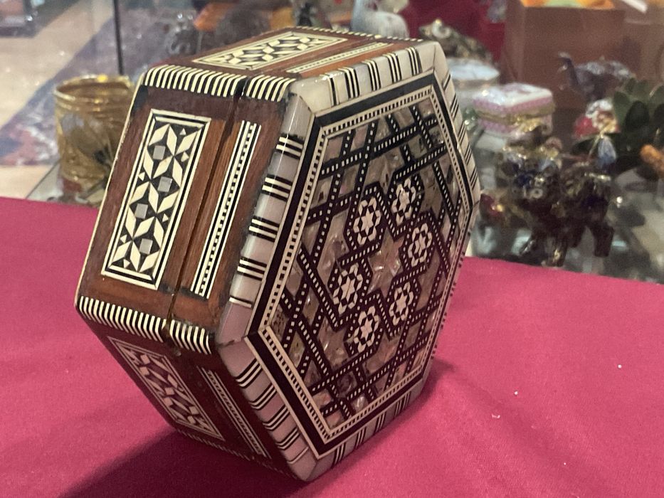 Caixa joias mosaic moorish madre pérola 11x5,5 cm