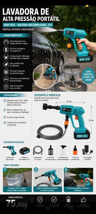 Lavagem portátil 75€. Oportunidade