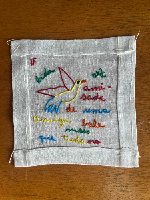 Coleção de 5 Lenços de Namorados 15x15cm em linho, para emoldurar