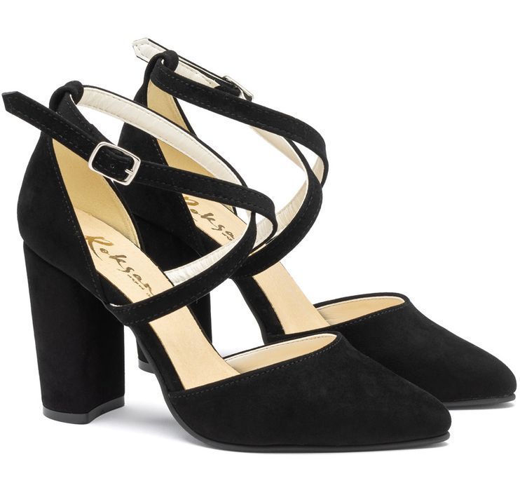 Czarne zamszowe czółenka 2929 40       (26 cm)