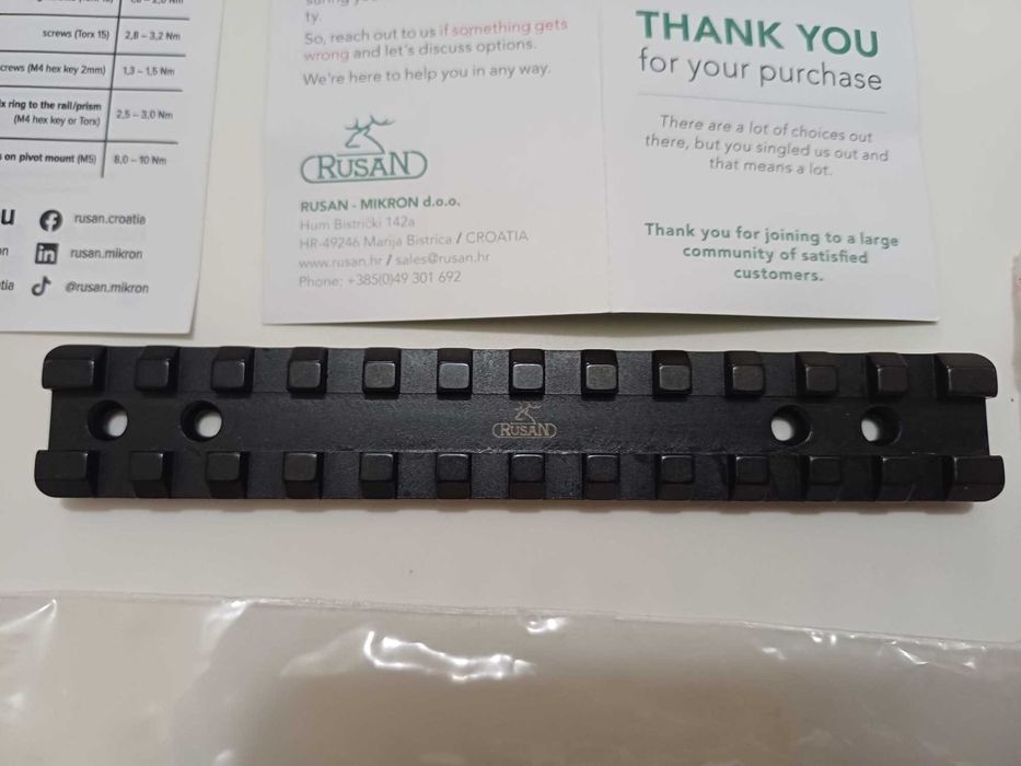 Calha Picatinny em aço (Rusan) - Nova