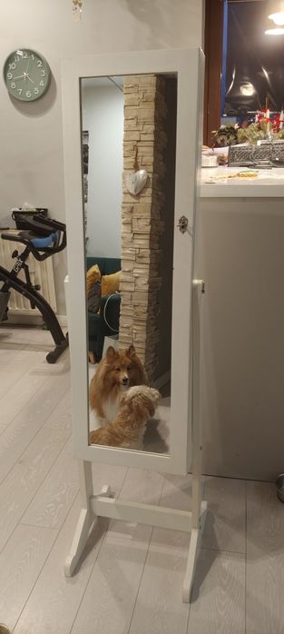 Lustro z pojemnikiem na biżuterię garderoba białe