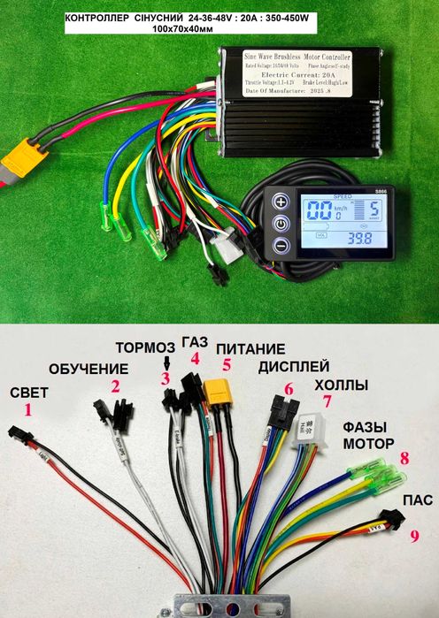 Контроллер сінусний 350-500-2000W, ДІСПЛЕЙ S866: 24-36-48-60V