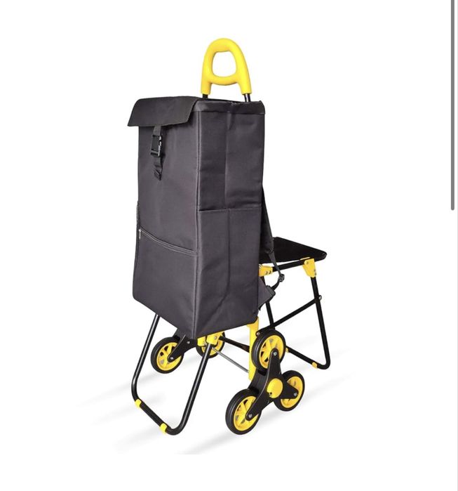 Wózek na zakupy, ze składanym siedziskiem, składany, 3 koła, 40 l