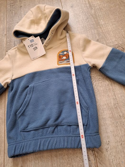 Bluza dziecieca polarową z kapturem, kangurka - rozm 110