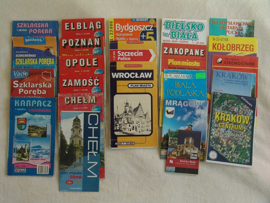 Zestaw Planów miast z Polski dla kolekcjonera i nie tylko