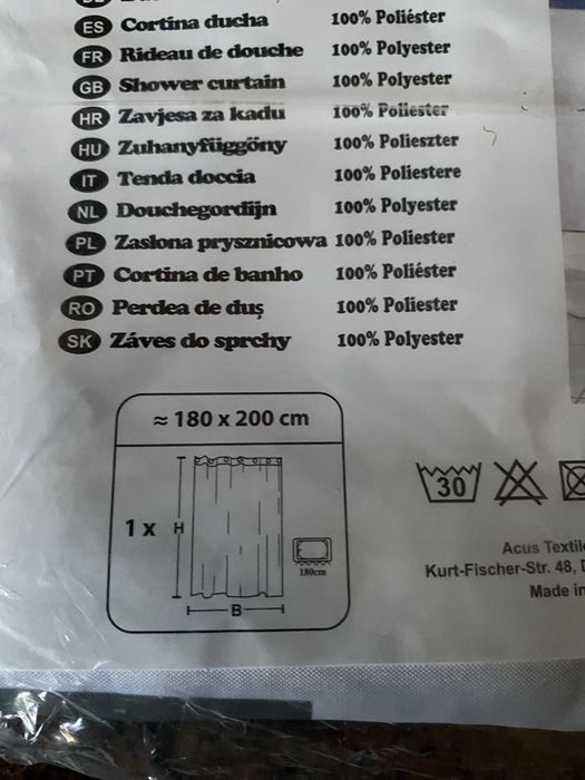 Zasłona prysznicowa tekstylna 180x200