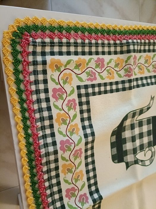 Pano de cozinha com crochet