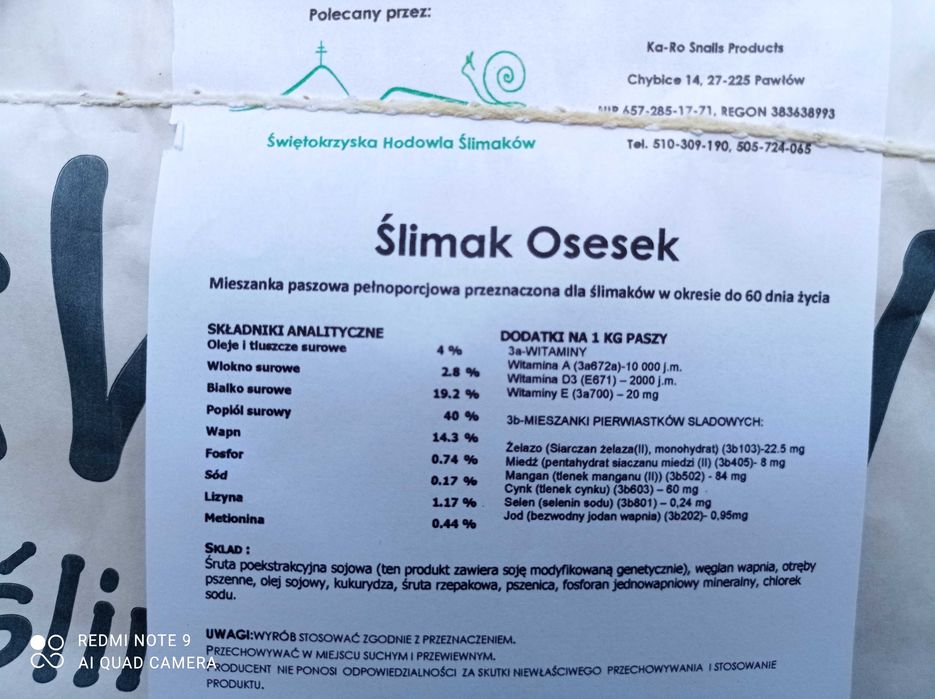Pasza dla ślimaków reproduktor, osesek, tucz. Muller, Maxima