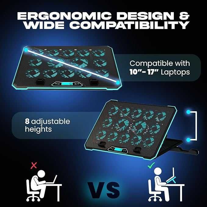 KLIM V14 Gamingowa podkładka chłodząca do laptopa 2 porty USB