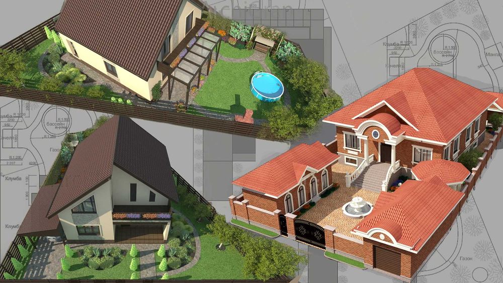 3d визуализация дома, участка, дизайн фасада, 3d планировка