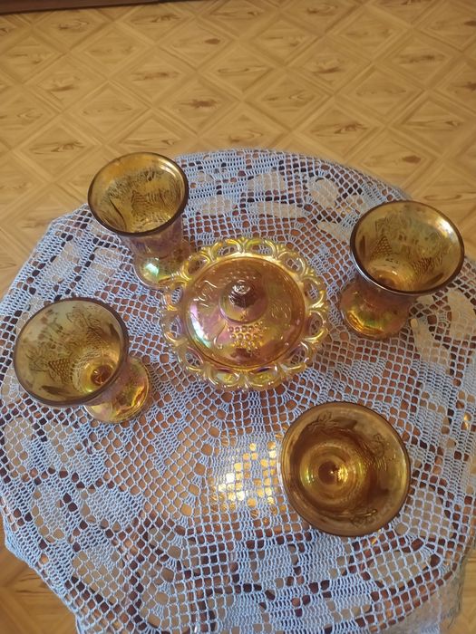 Винтажный набор из карнавального стекла