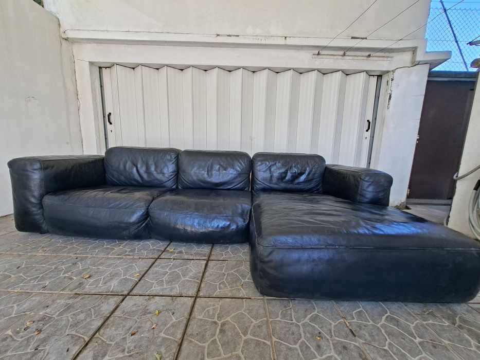 Sofa chaise long em pele