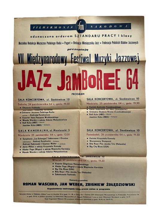 Plakat/afisz Jazz Jamboree 1964