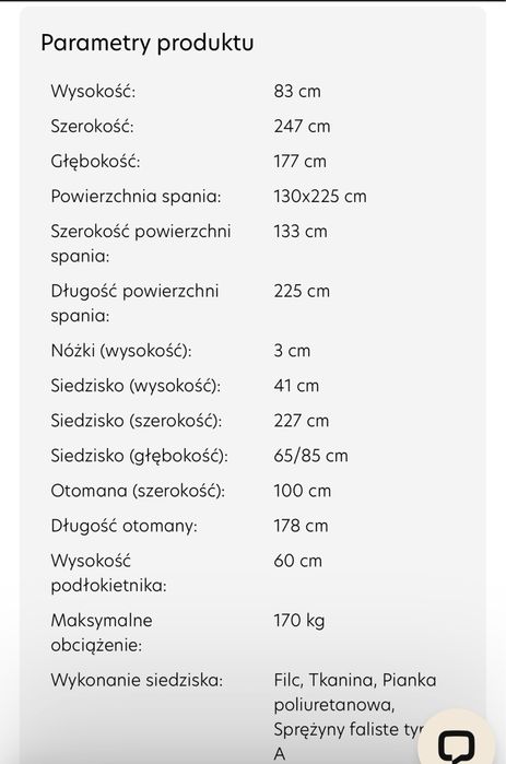 Naroznik z funkcja spania uniwersalny