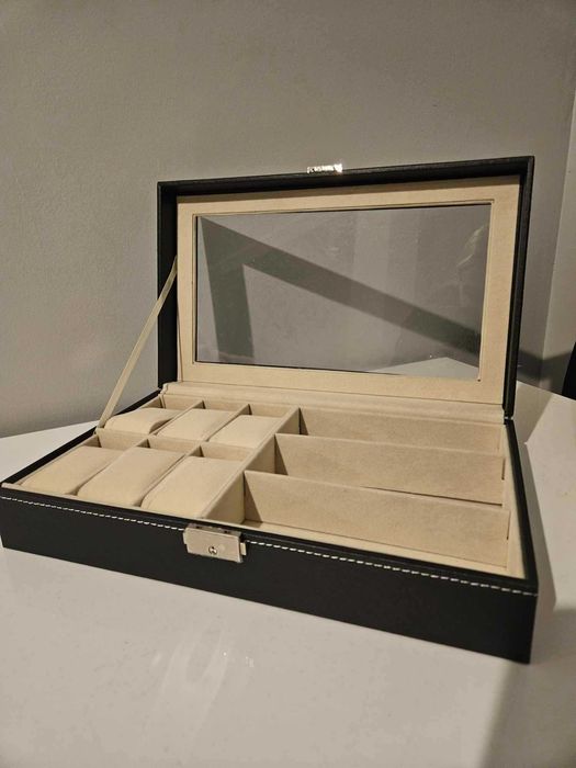 Kuferek szkatułka etui pudełko organizer na zegarki i okulary