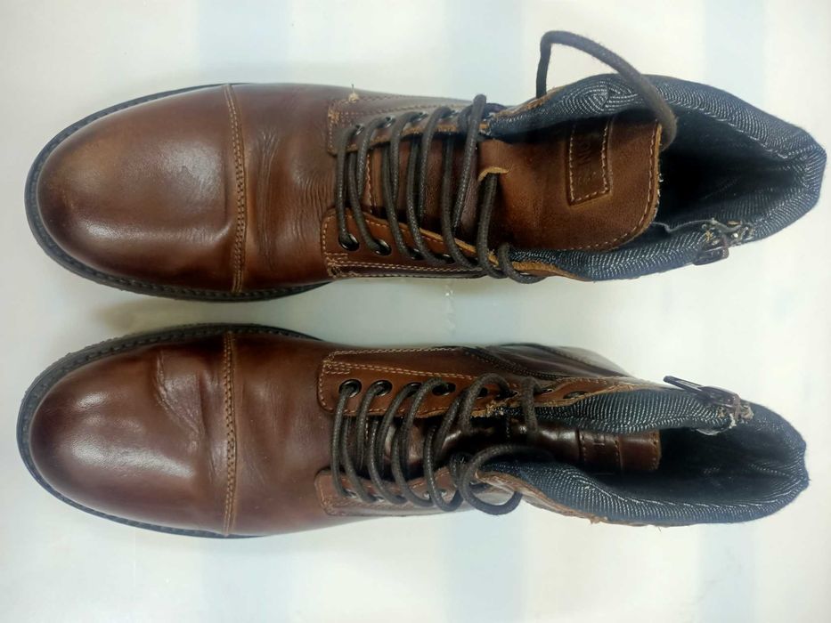 Jack & Jones Skórzane Męskie Brązowe Trzewiki Rozm.43