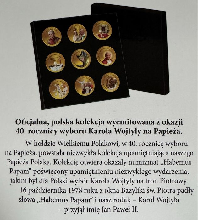 Monety 9+1 szt. z kolekcji Święty Jan Paweł II