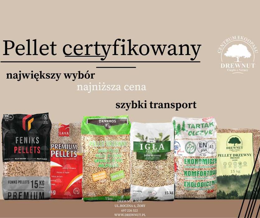 Pellet  NAJTAŃSZY oraz pelet Feniks Drewnut Lava Olczyk Dankros A2