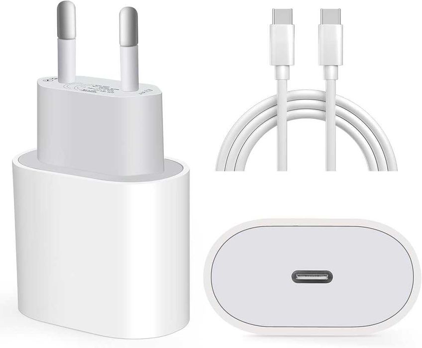 Carregador Rápido 20W para iPhone (Adaptador + Cabo USB-C)