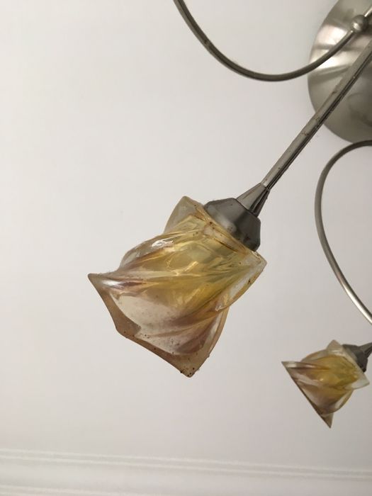 Candeeiros inox/vidro flor amarelo