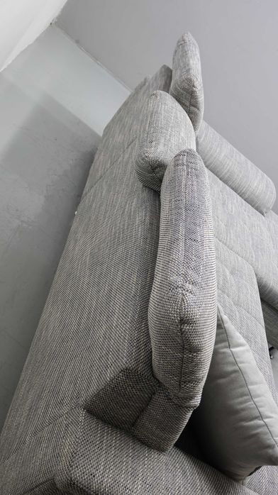 TPT Narożnik funkcja spania Szara tkanina kanapa rogówka sofa zagłówki