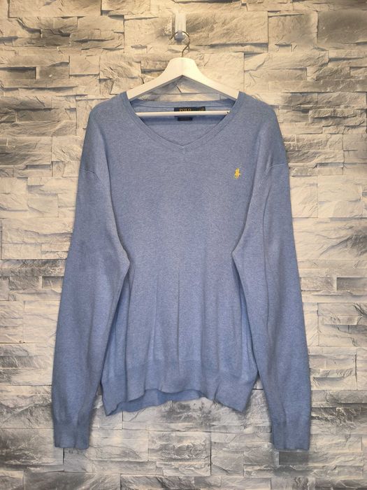 Sweter Polo Ralph Lauren Serek Bawełniany Jasnoniebieski Pima Cotton L
