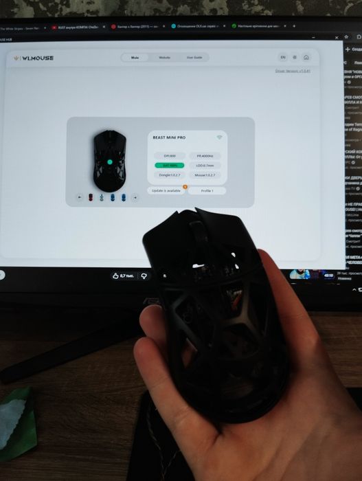 Игровая мышка wlmouse beast mini pro + глайды + грипсы + свитчи
