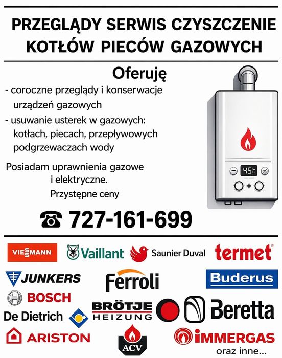 Serwis Przeglądy Konserwacja Naprawa kotłów pieców piecyków gazowych