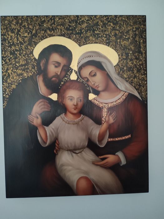 Piękna ikona przedstawiająca Świętą rodzinę