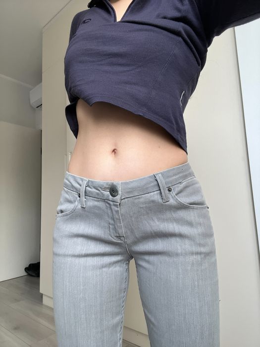 Джинсы винтаж серые низкая посадка широкие клеш flared bootcut 38 40