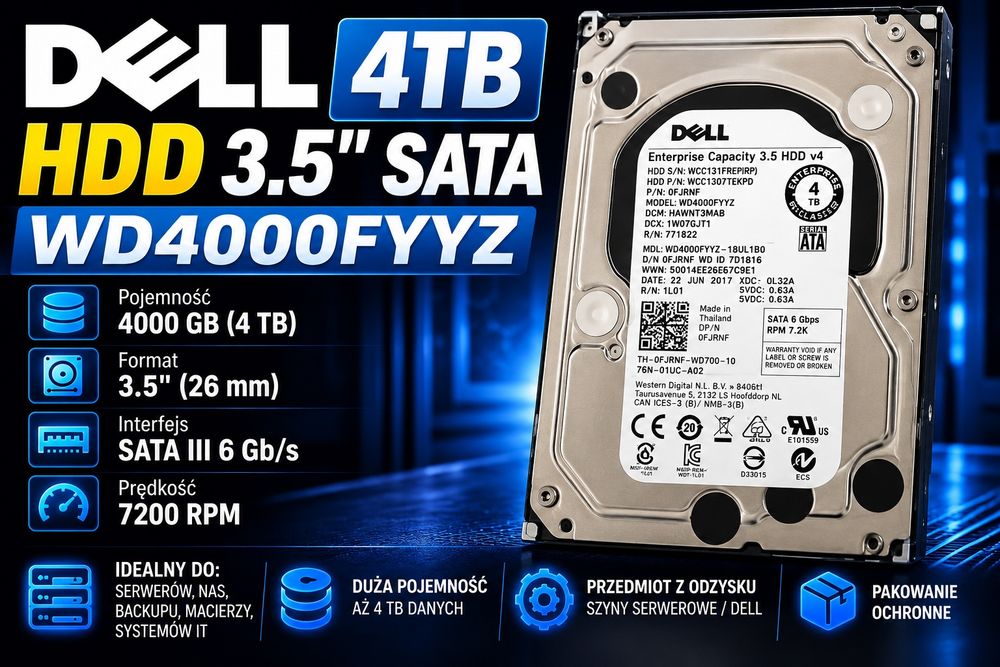 Dell 4TB WD4000FYYZ HDD 3,5" SATA III 7200 RPM Enterprise