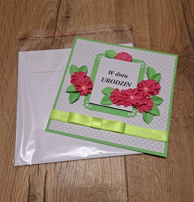 Kartka urodzinowa hand made kwiaty