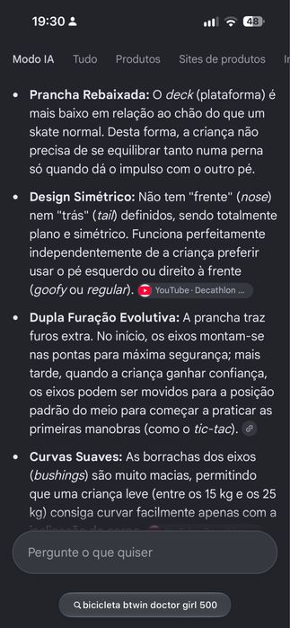 Skate para crianças dos 3 aos 7 anos.