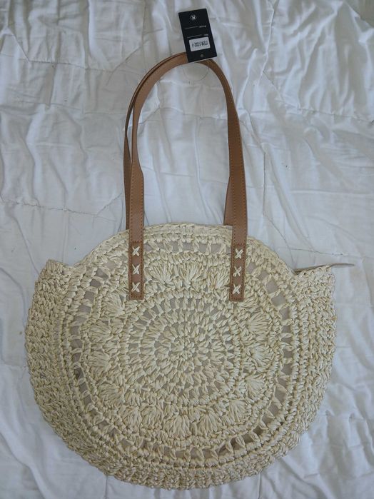 Torebka damska okrągła damska pleciona na plaże