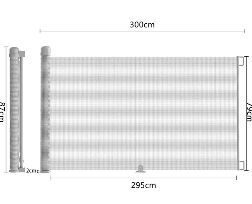 Bramka ochronna na drzwi dla dzieci wysuwana 0-300cm szara barierka