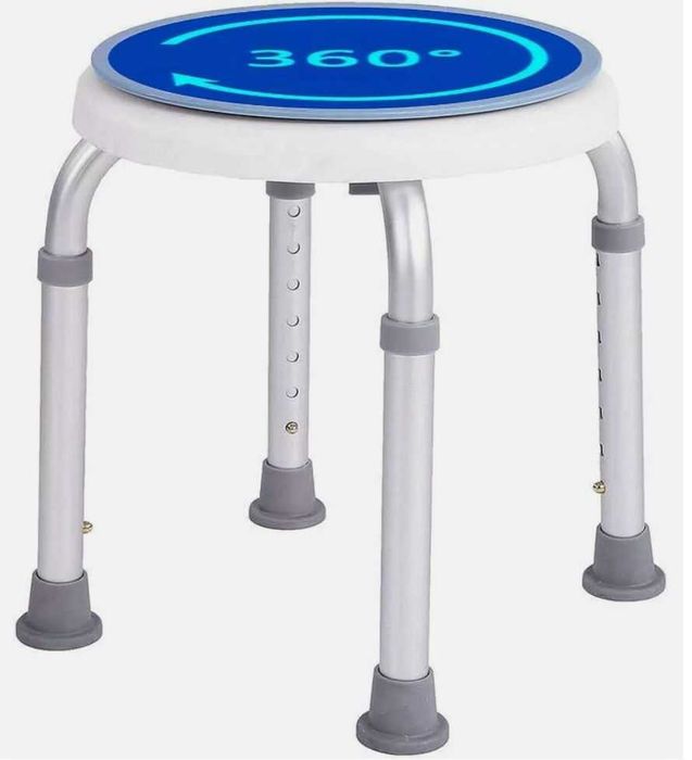 taboret stołek prysznicowy obracany o 360° siedzisko prysznicowe kąpielowe regulowana wys. dla seniora inwalidy